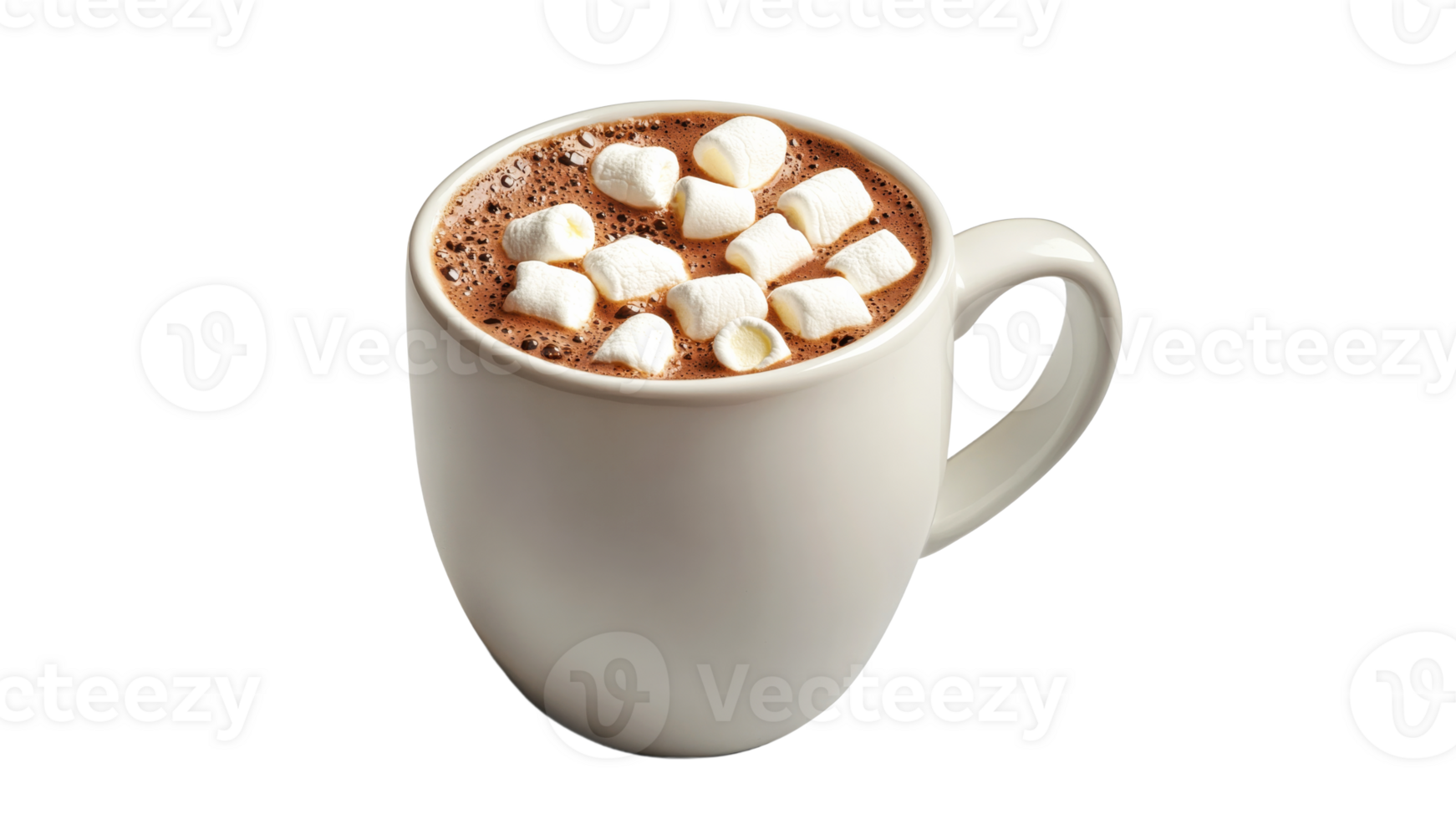 Warm cup of hot chocolate with marshmallows png