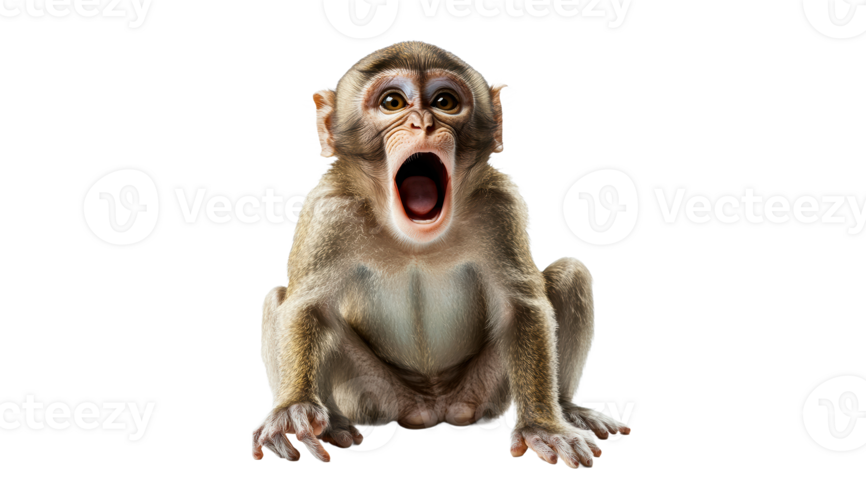 Cute monkey yawning in a bright setting png