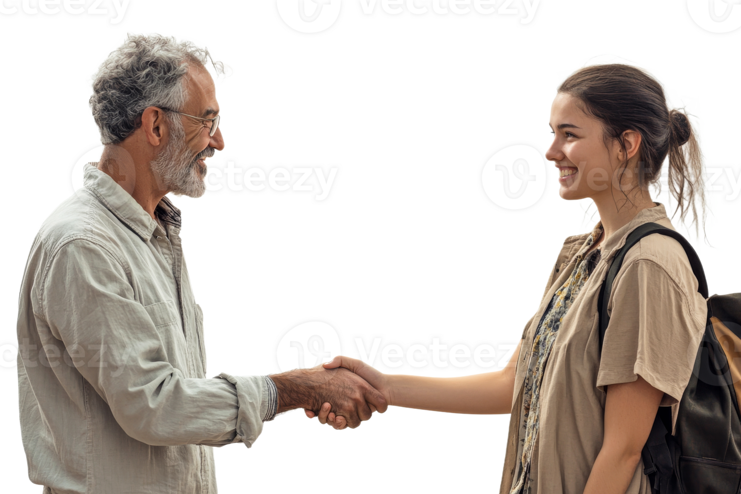 Meeting of generations in a friendly handshake png