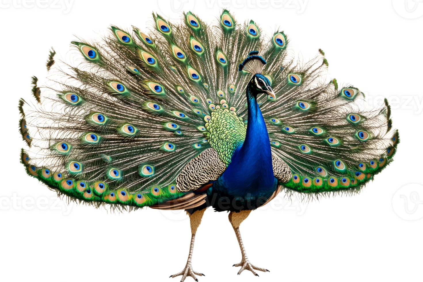Peacock showcasing vibrant plumage png