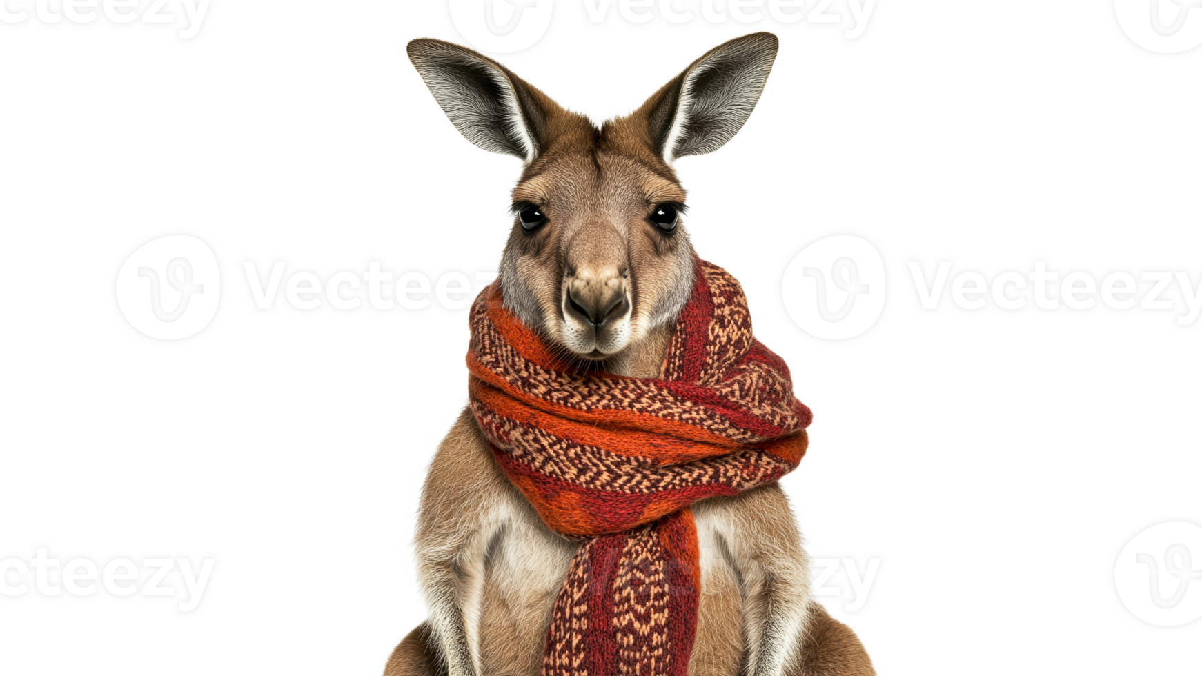 Kangaroo in a colorful scarf in studio png