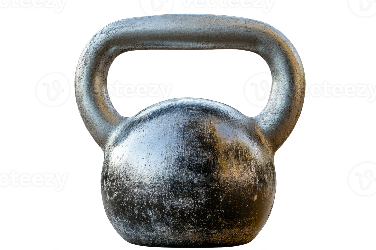 A heavy kettlebell sits alone on a flat surface png