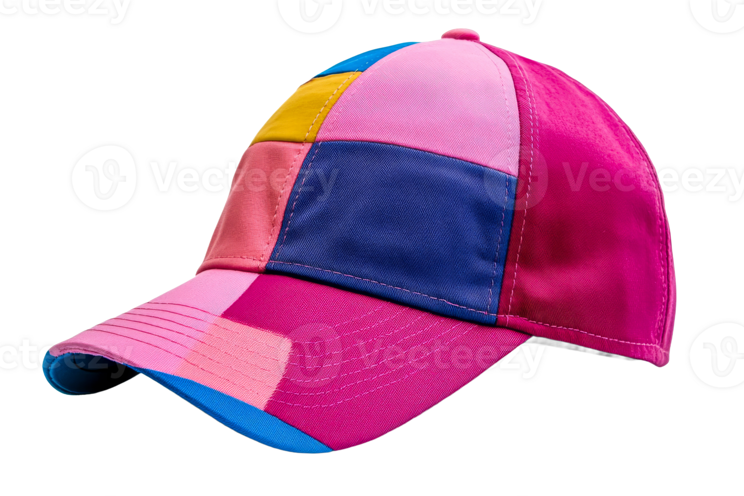 Colorful cap with unique patchwork design png