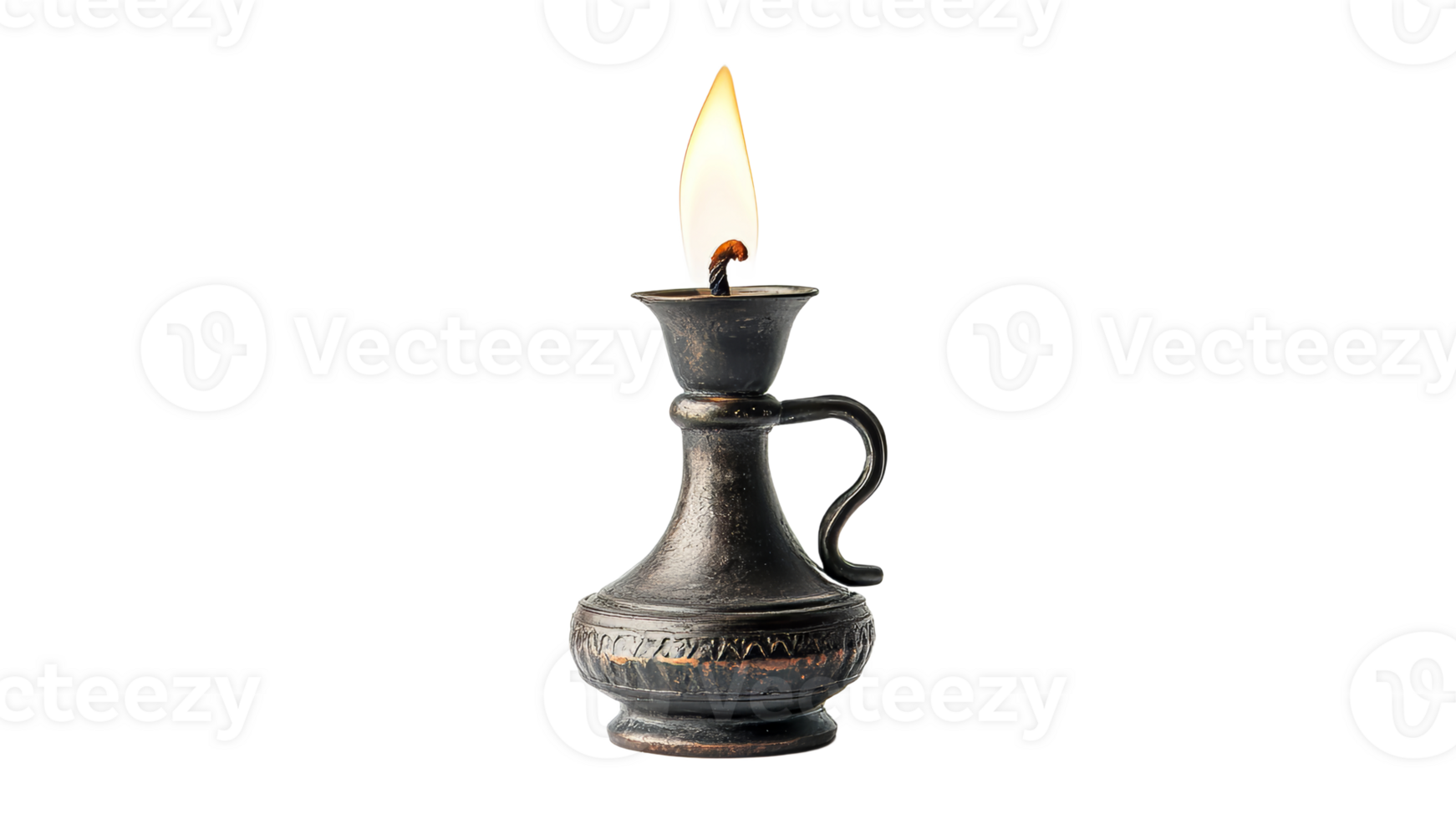 Traditional oil lamp burning brightly in dark png