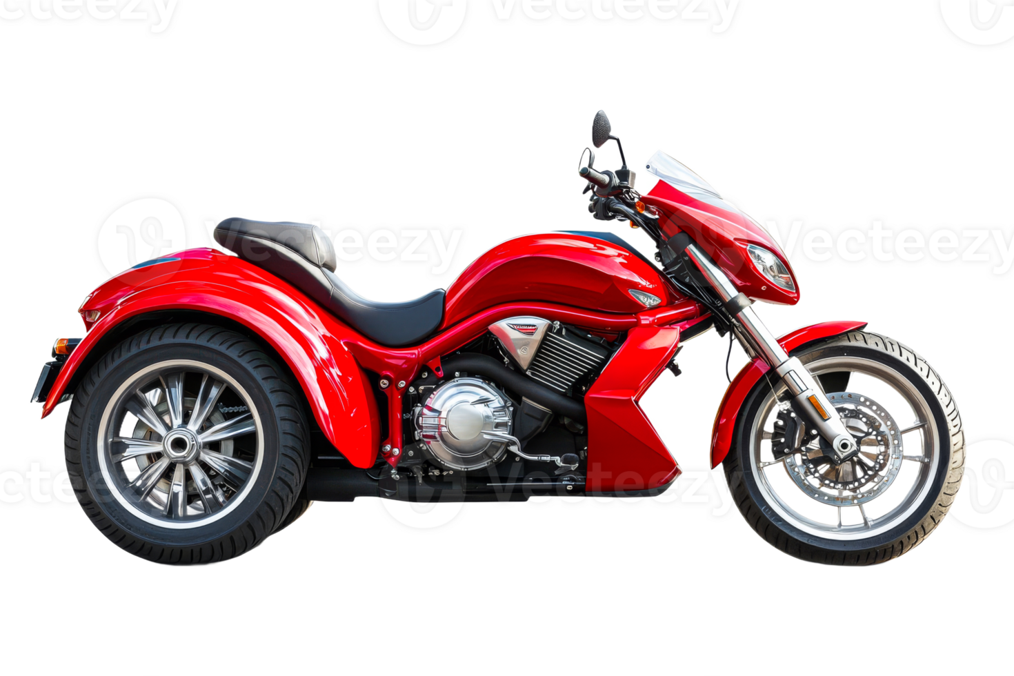 Red motorcycle trike displayed with sleek design png