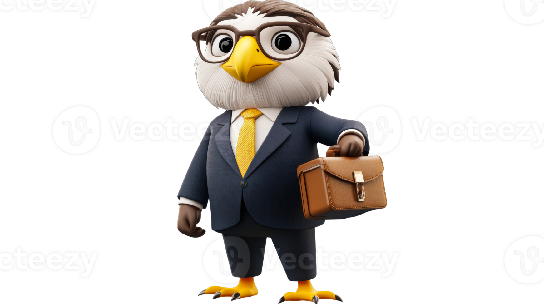Business bird in suit with briefcase png