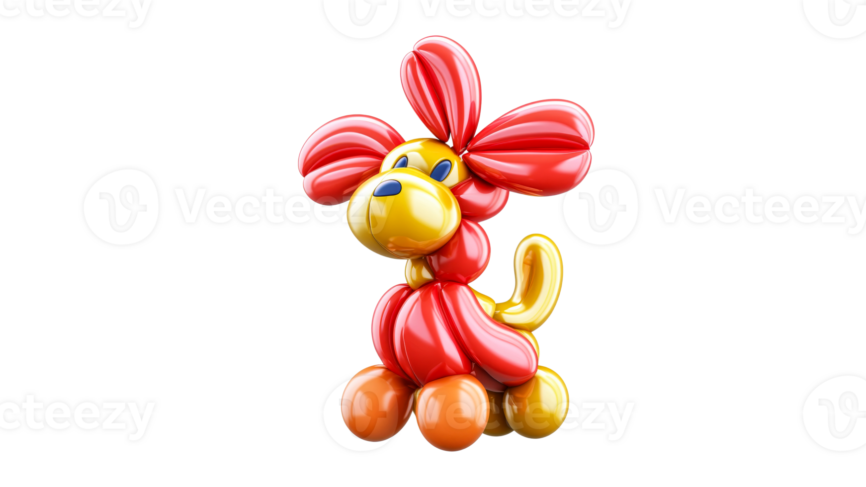 Colorful balloon dog sculpture on display png