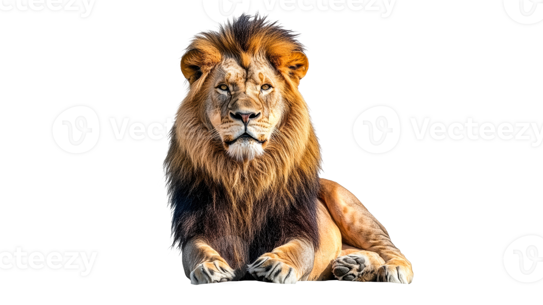 Majestic lion resting in a calm posture png