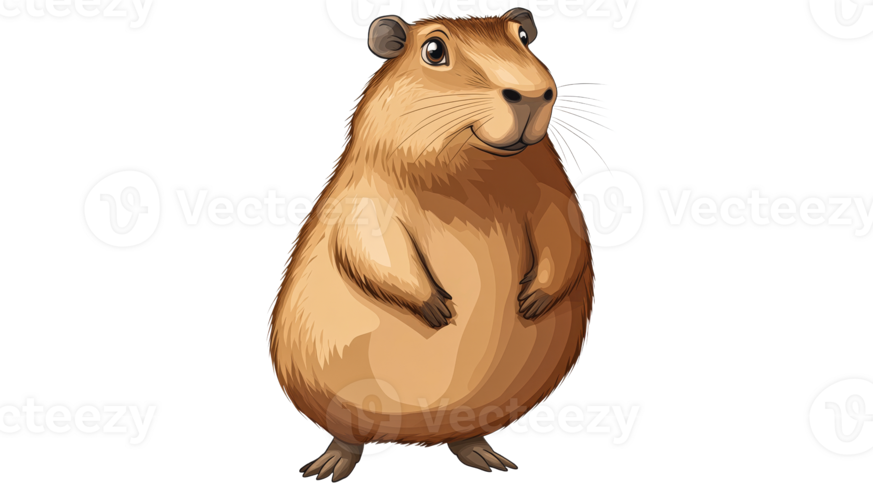Cute cartoon capybara smiling in a playful pose png