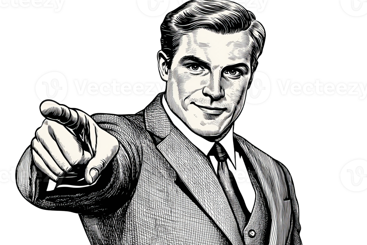 Confident man pointing in a professional outfit png