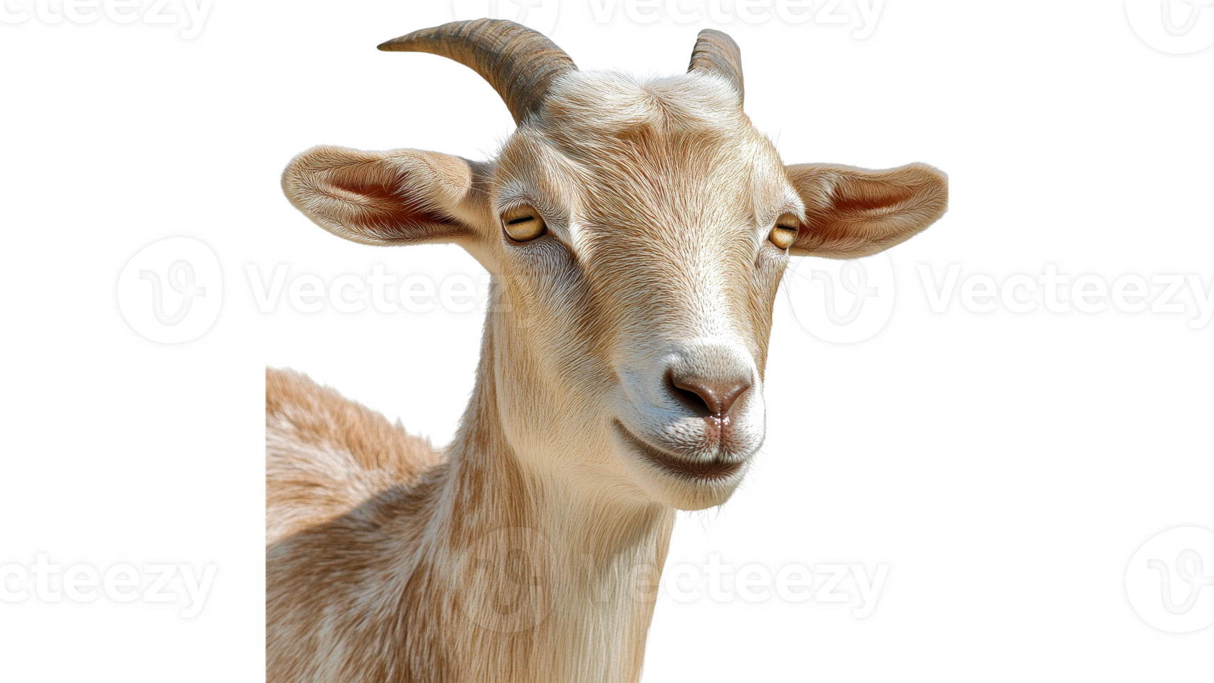 Goat portrait with friendly expression in sunlight png