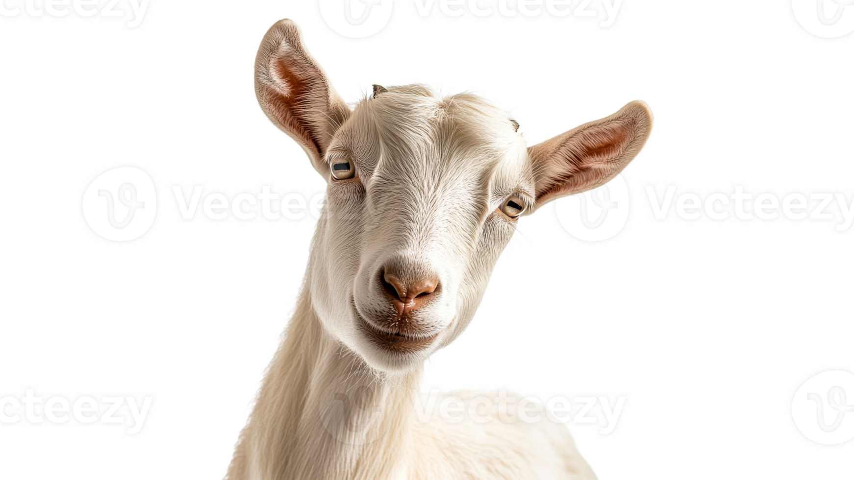 Calm white goat on plain background png
