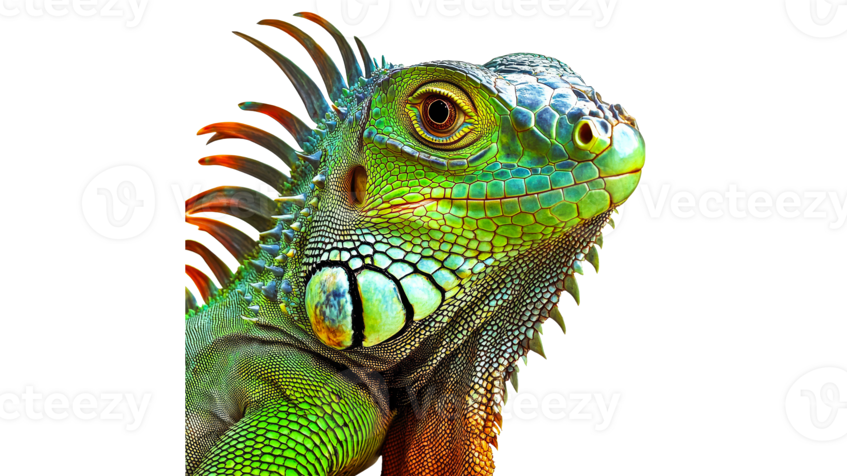 Iguana shows vibrant, colorful scales png