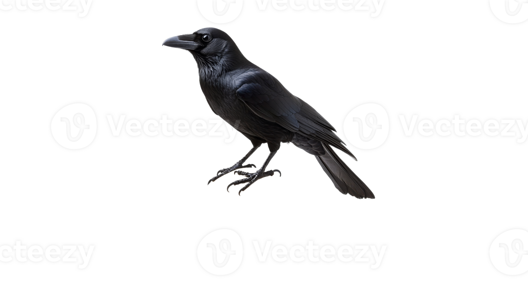 Black raven perched and observing its surroundings png