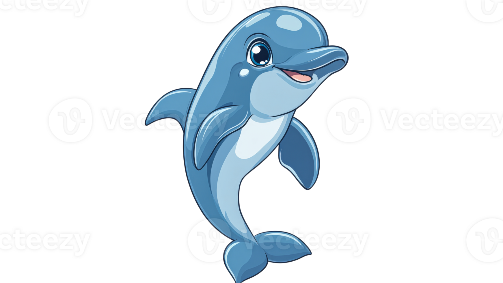 Happy dolphin swims in clear blue water png