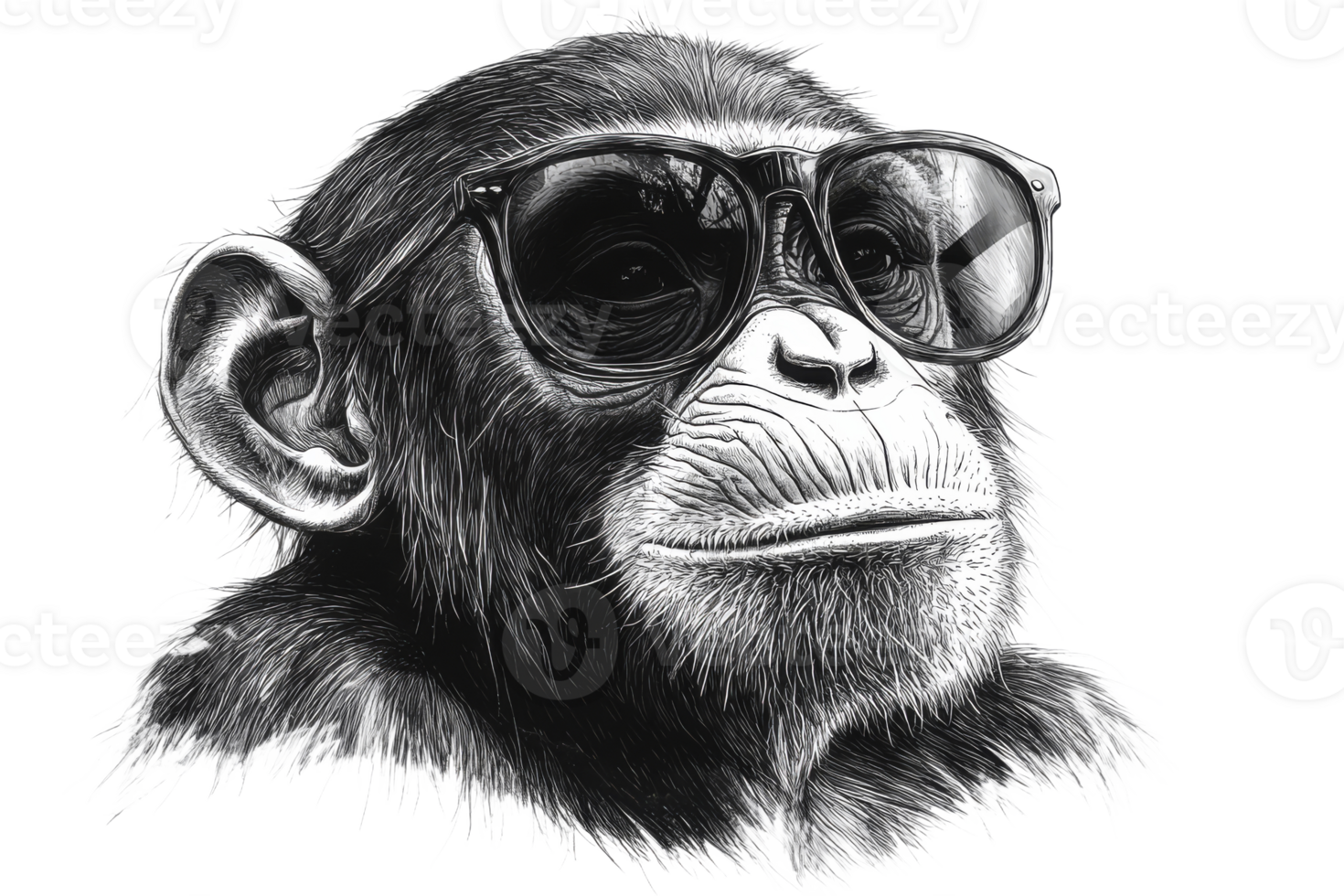 Playful monkey wearing sunglasses in urban setting png