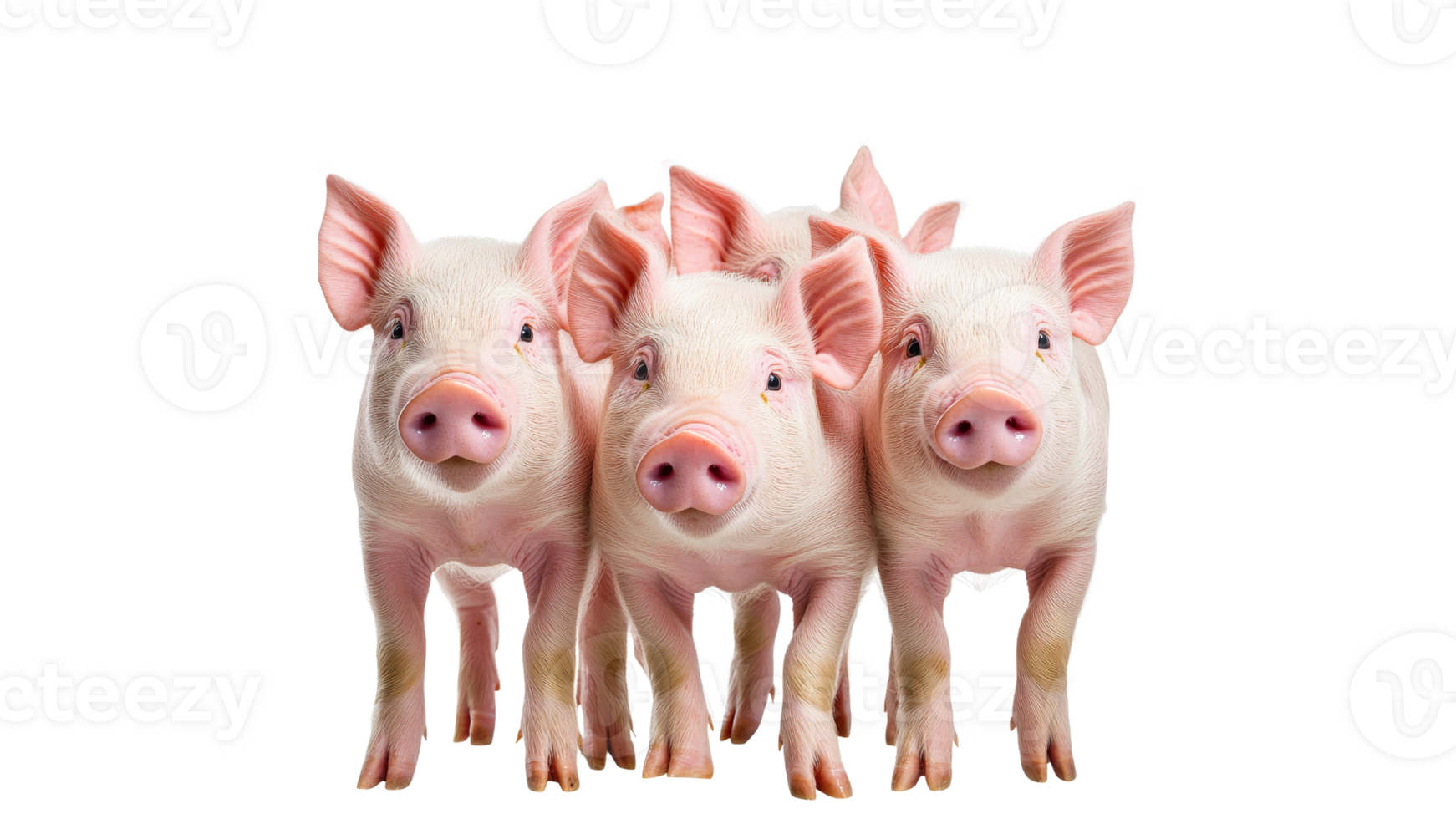 Group of young pigs standing together png