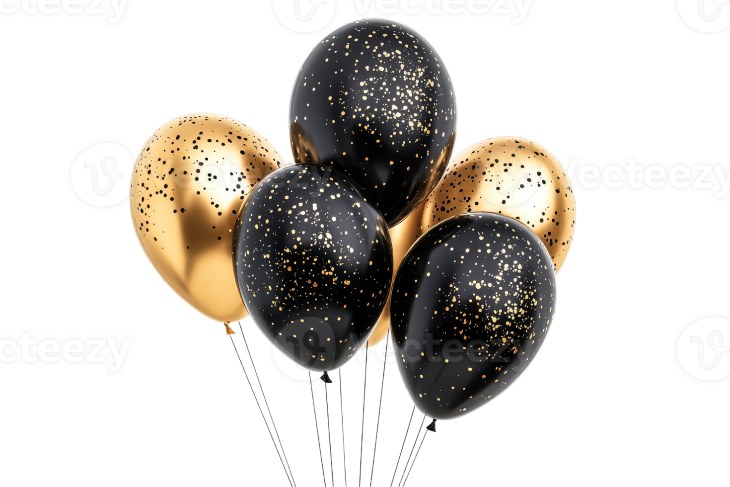 Celebration balloons with gold and black colors png