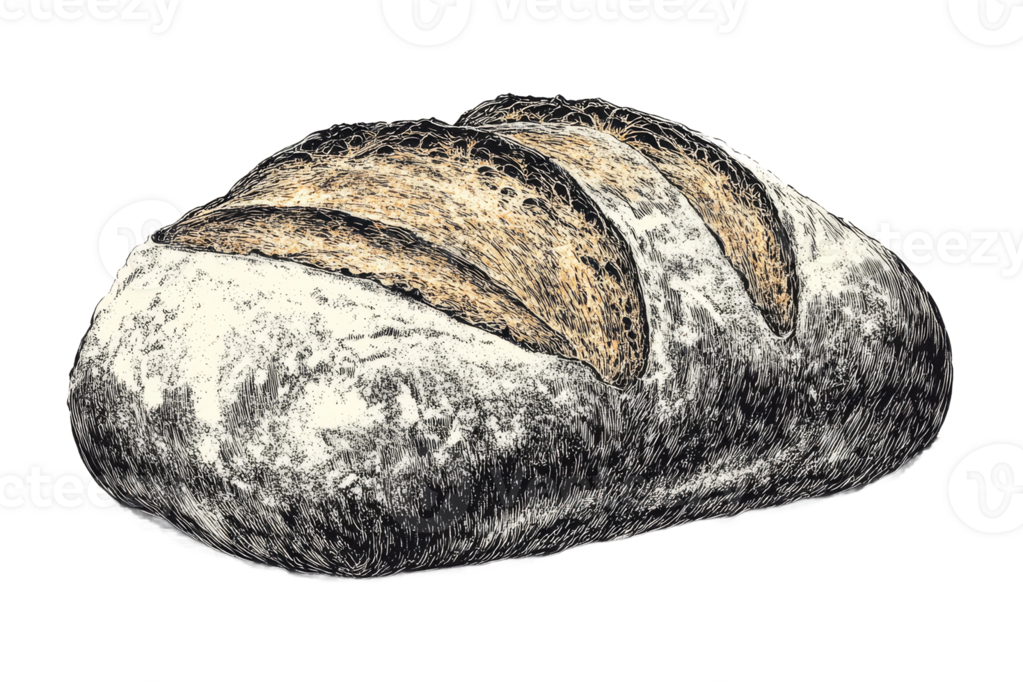 Artisan bread loaf with rustic crust and texture png