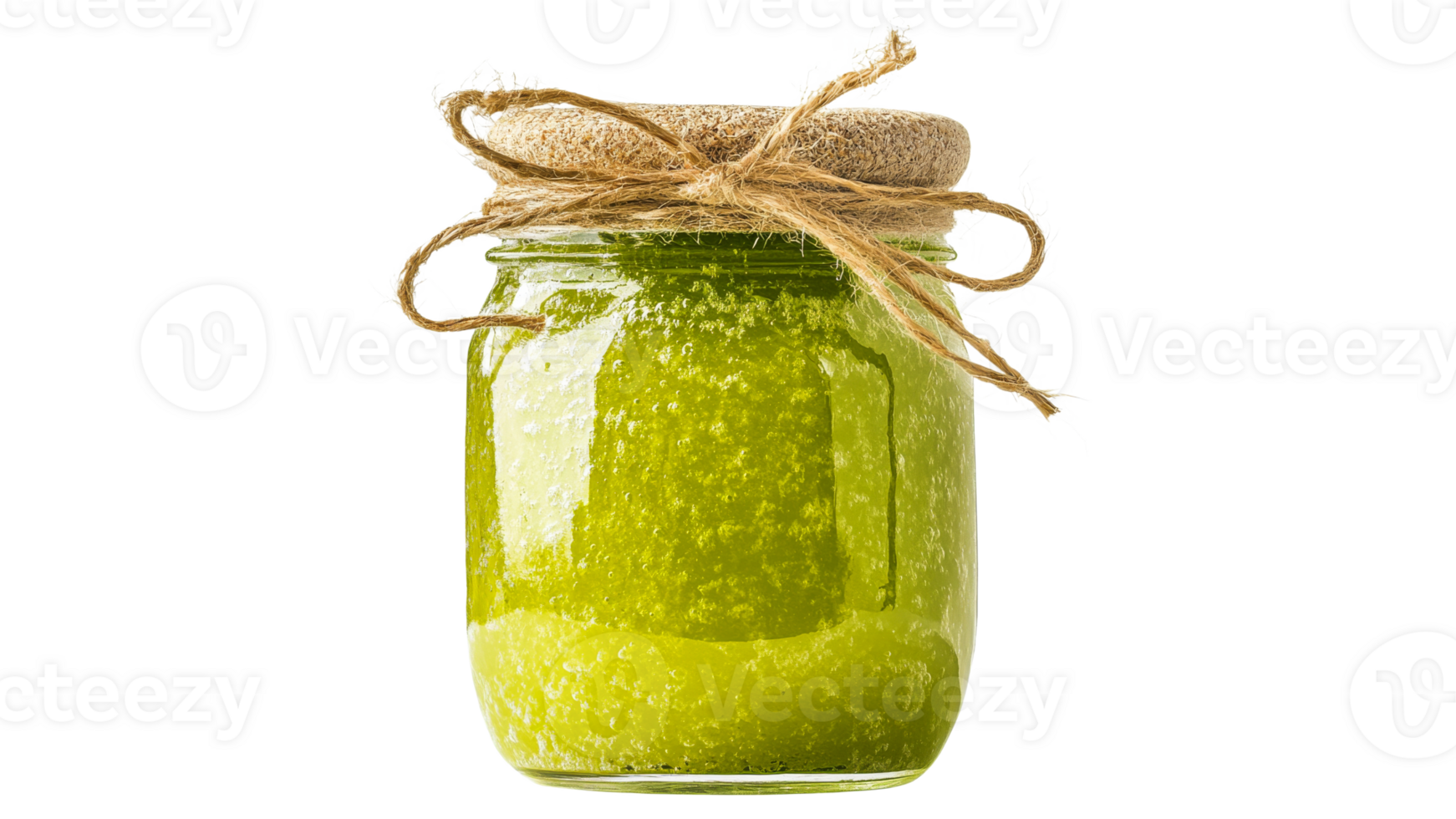 Homemade green body scrub in a jar with twine png