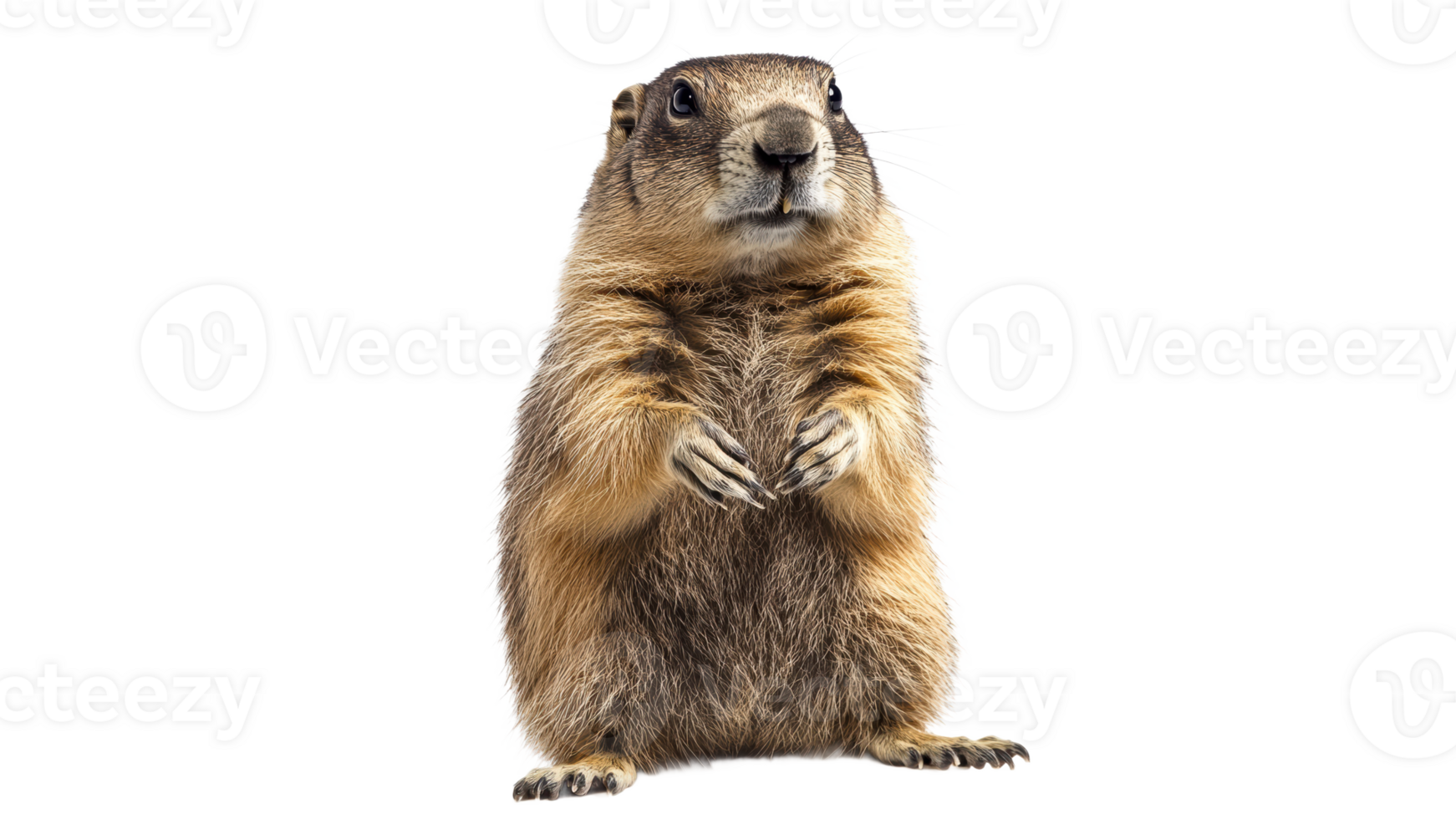 Groundhog standing on its hind legs in a studio png