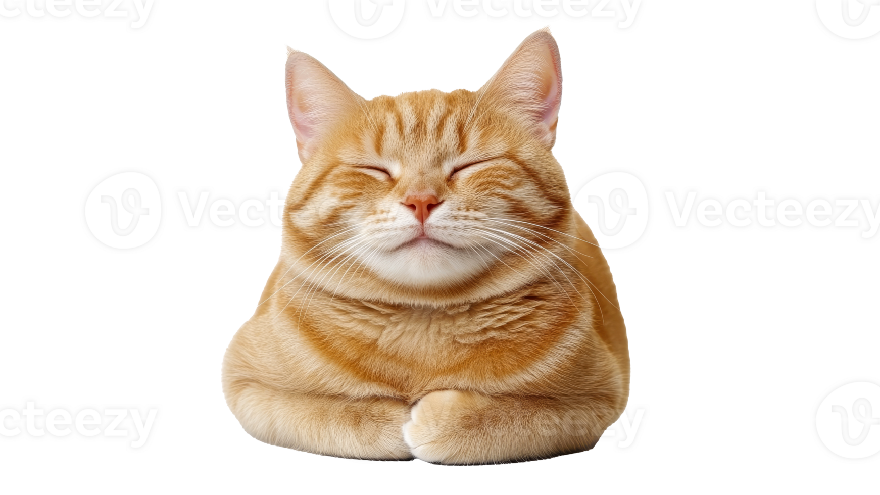 Orange cat resting contentedly with closed eyes png