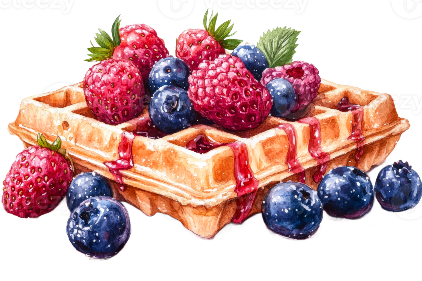 Waffle with berries and syrup png