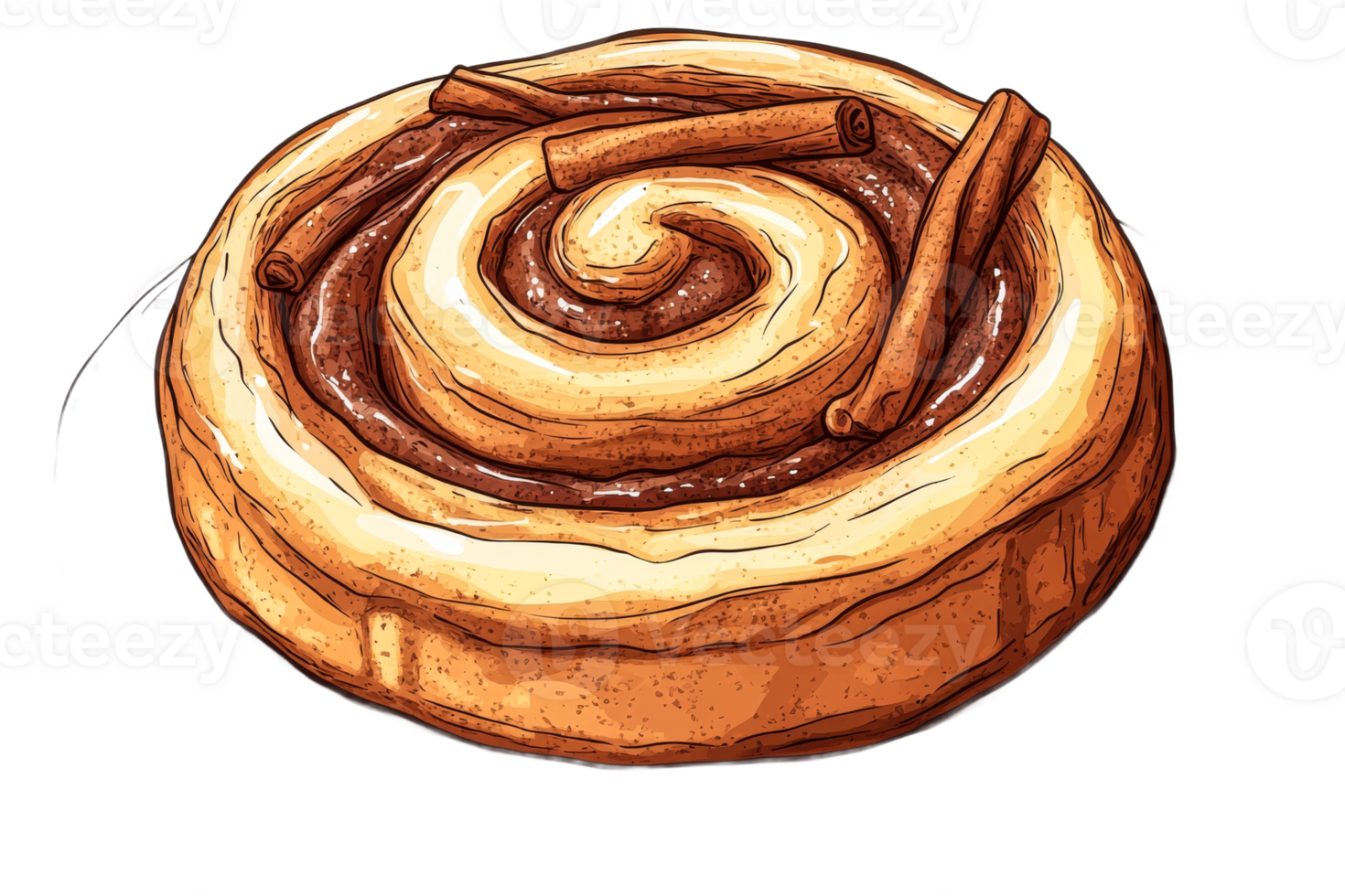 Delicious cinnamon roll with swirls and spices png