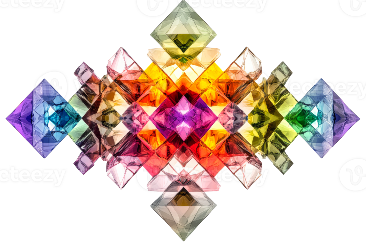 Vibrant arrangement of geometric shapes png