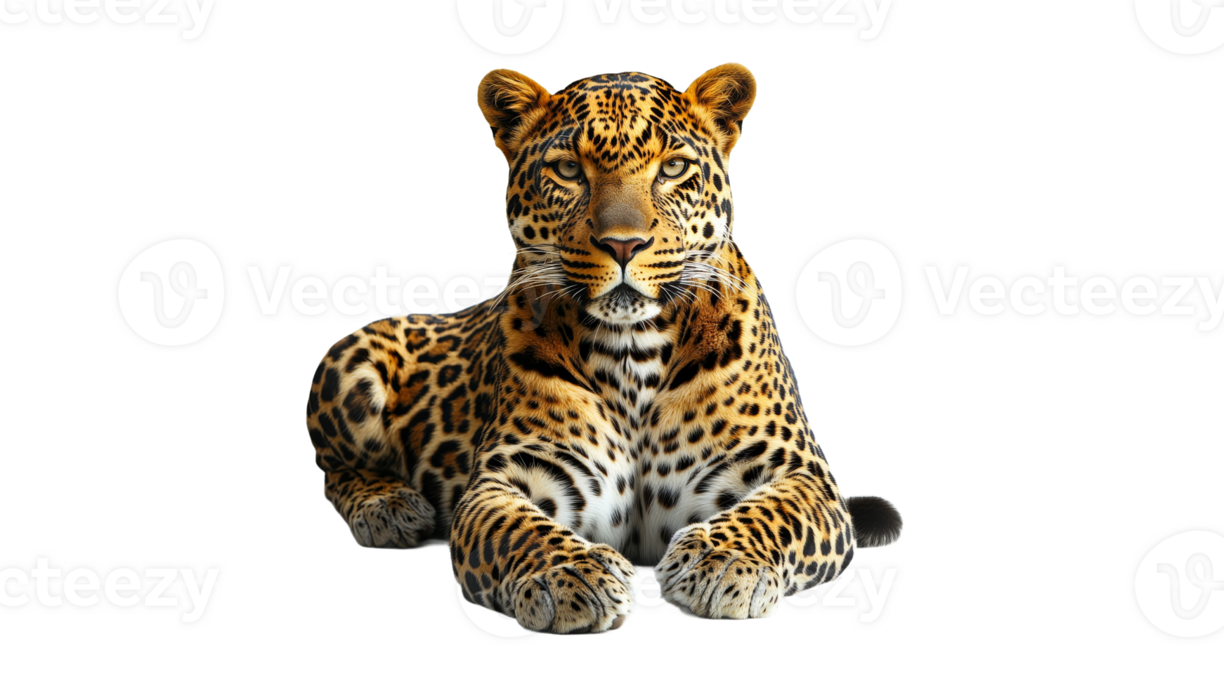 Majestic leopard resting on white background png