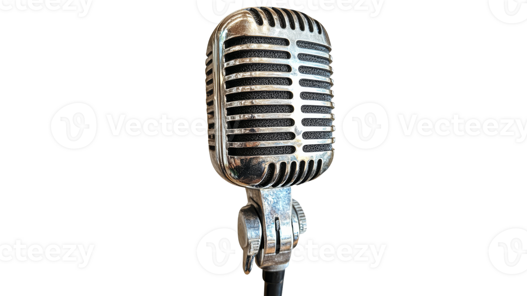A vintage style microphone stands tall on a stage png