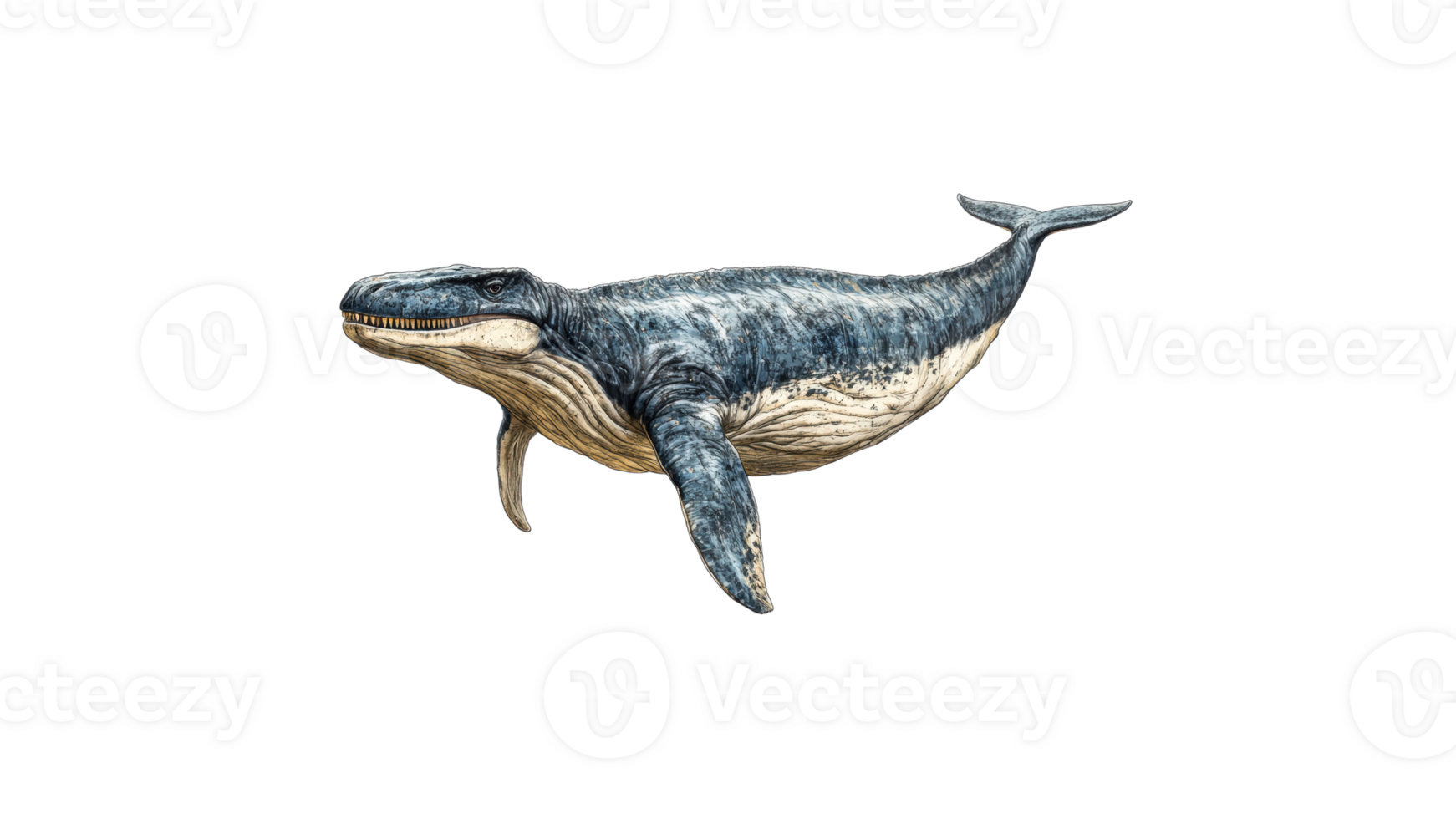 Large whale swimming gracefully in ocean waters png