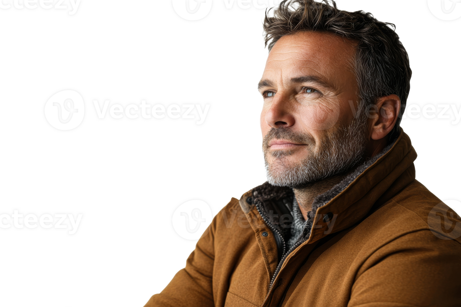 Thoughtful man indoors portrait png