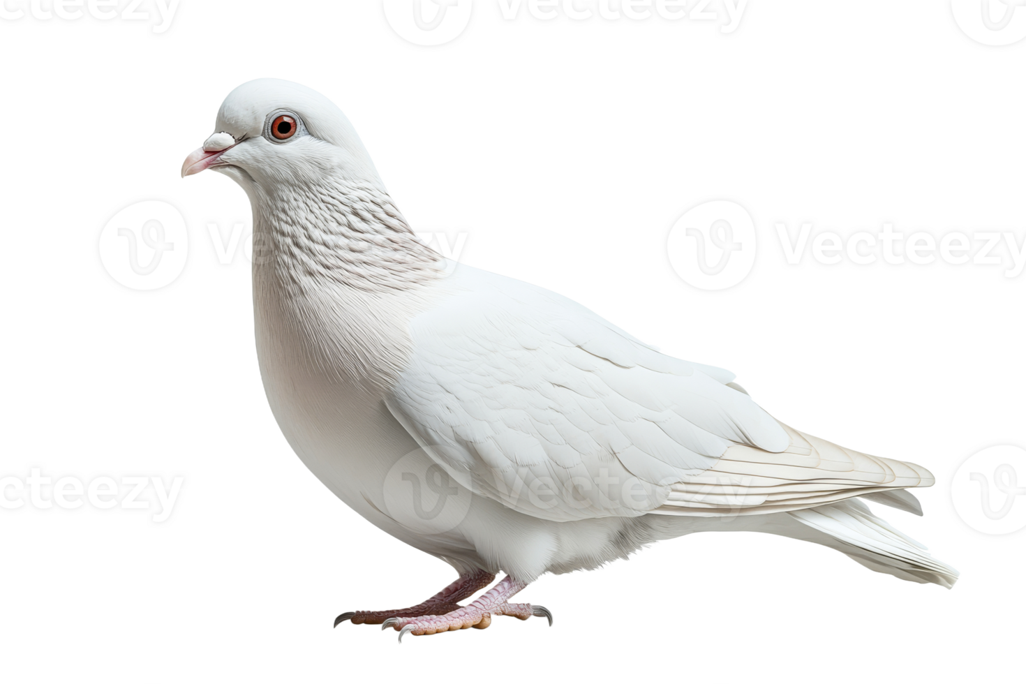 Beautiful white dove standing on a clean surface png