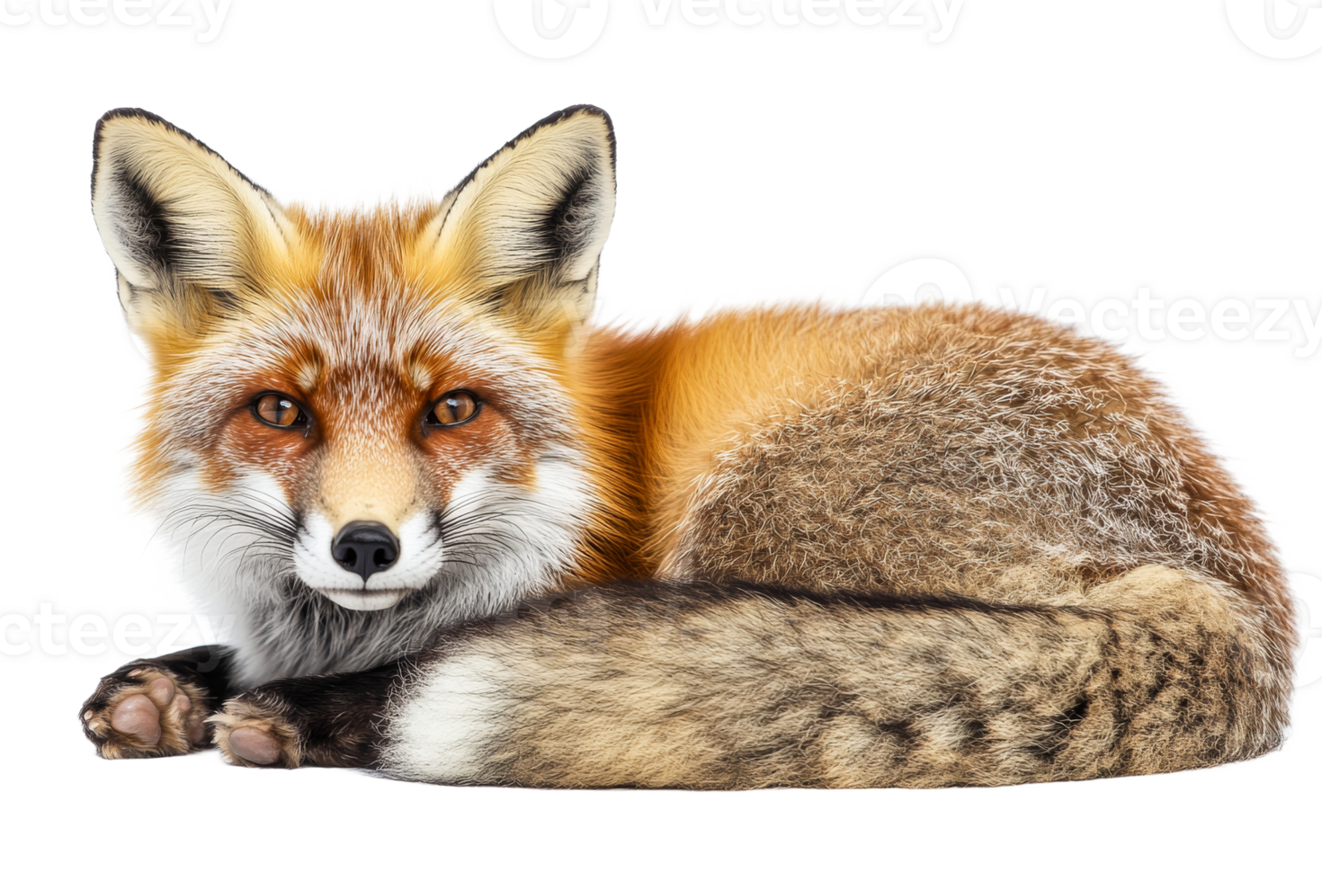Fox resting on a smooth surface in a calm pose png