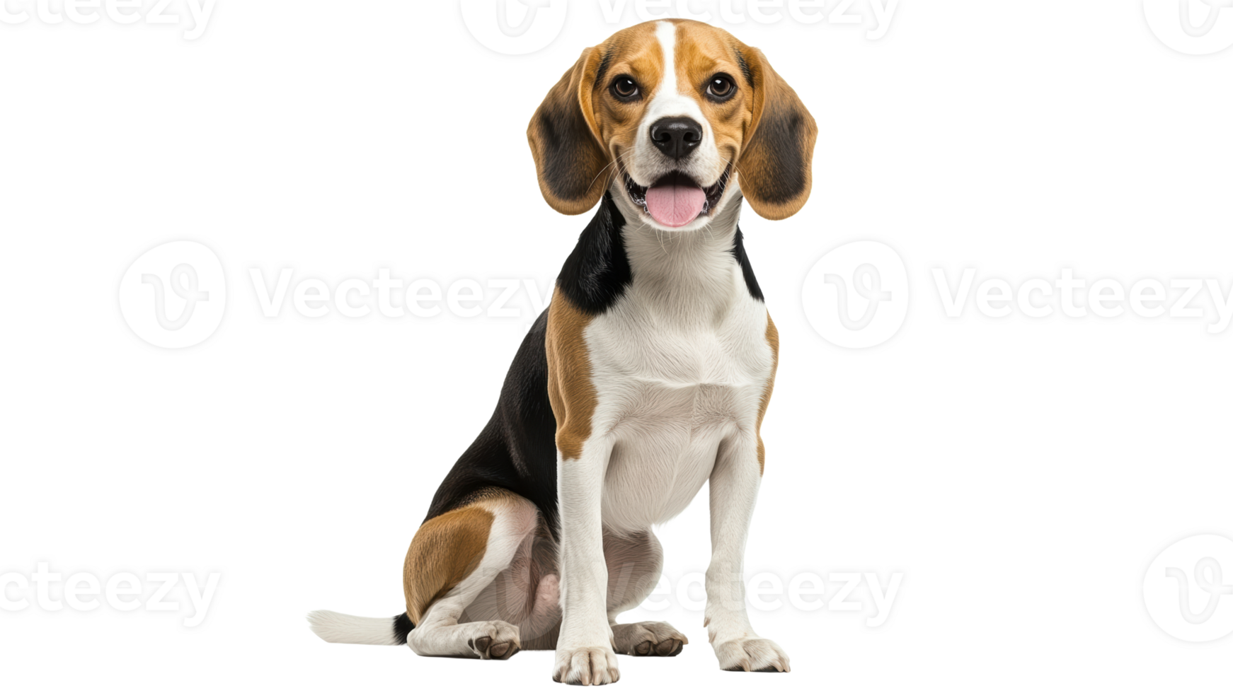 Beagle sits proudly with a joyful expression png
