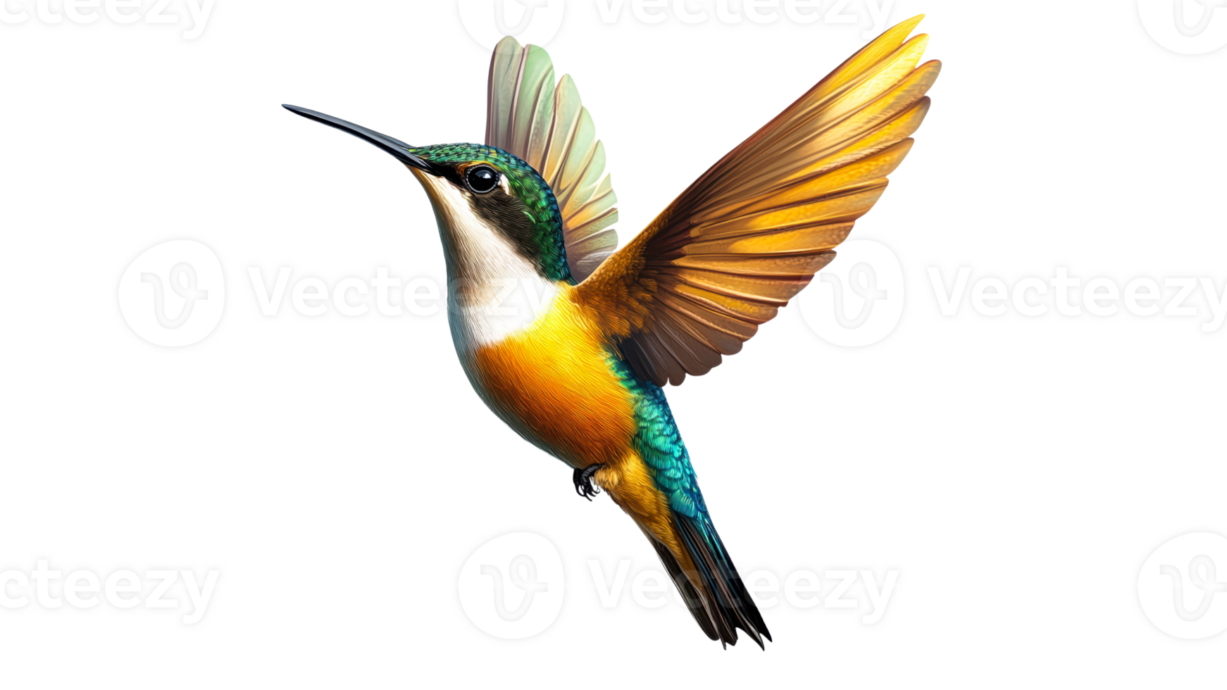 Vibrant hummingbird in mid flight png