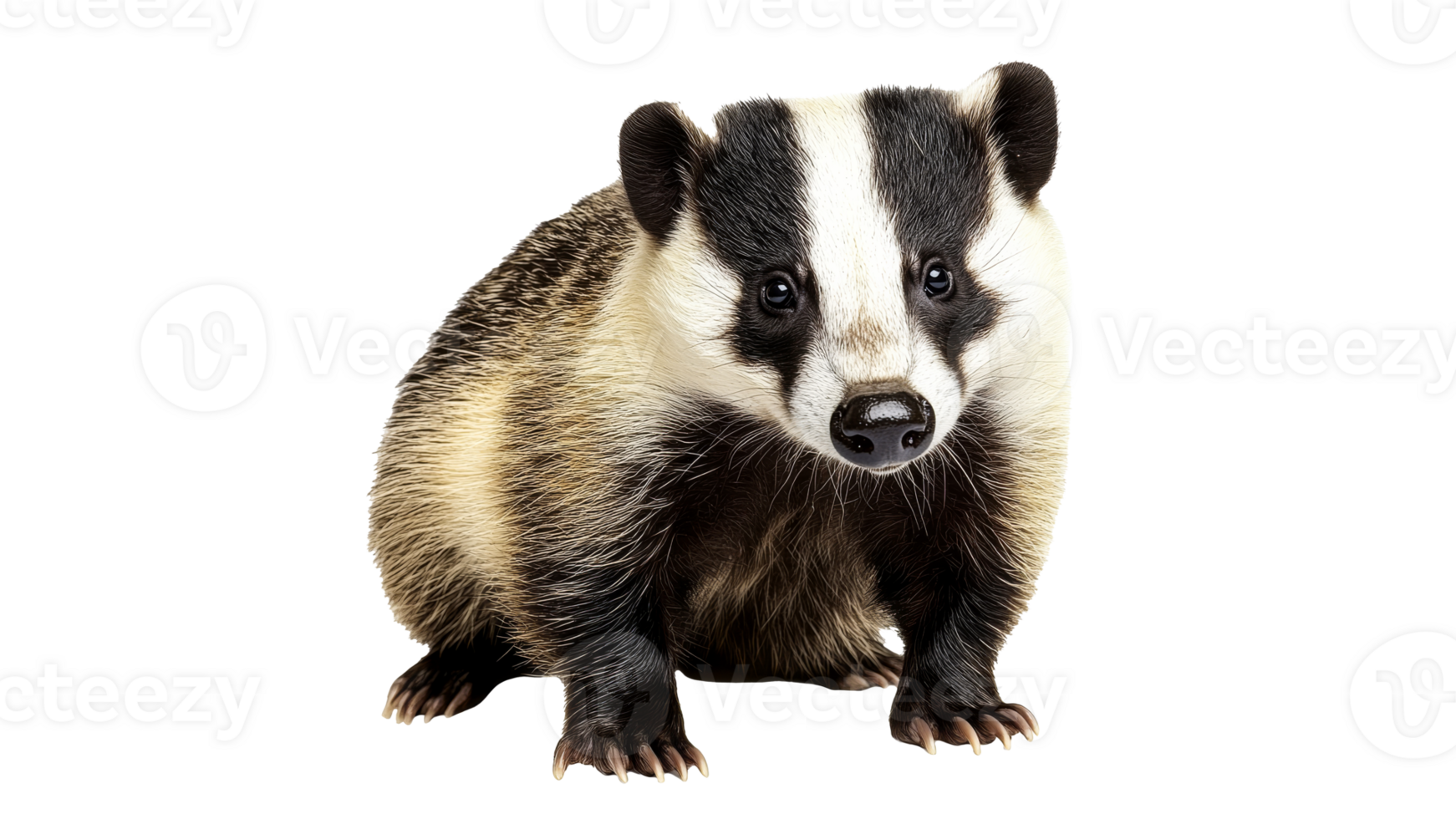 Striped badger resting in a natural pose png