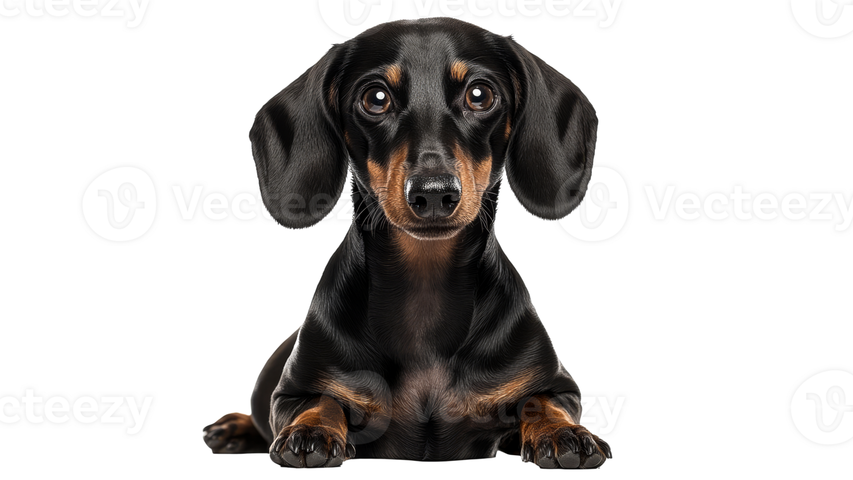 Dachshund resting calmly on a white background png