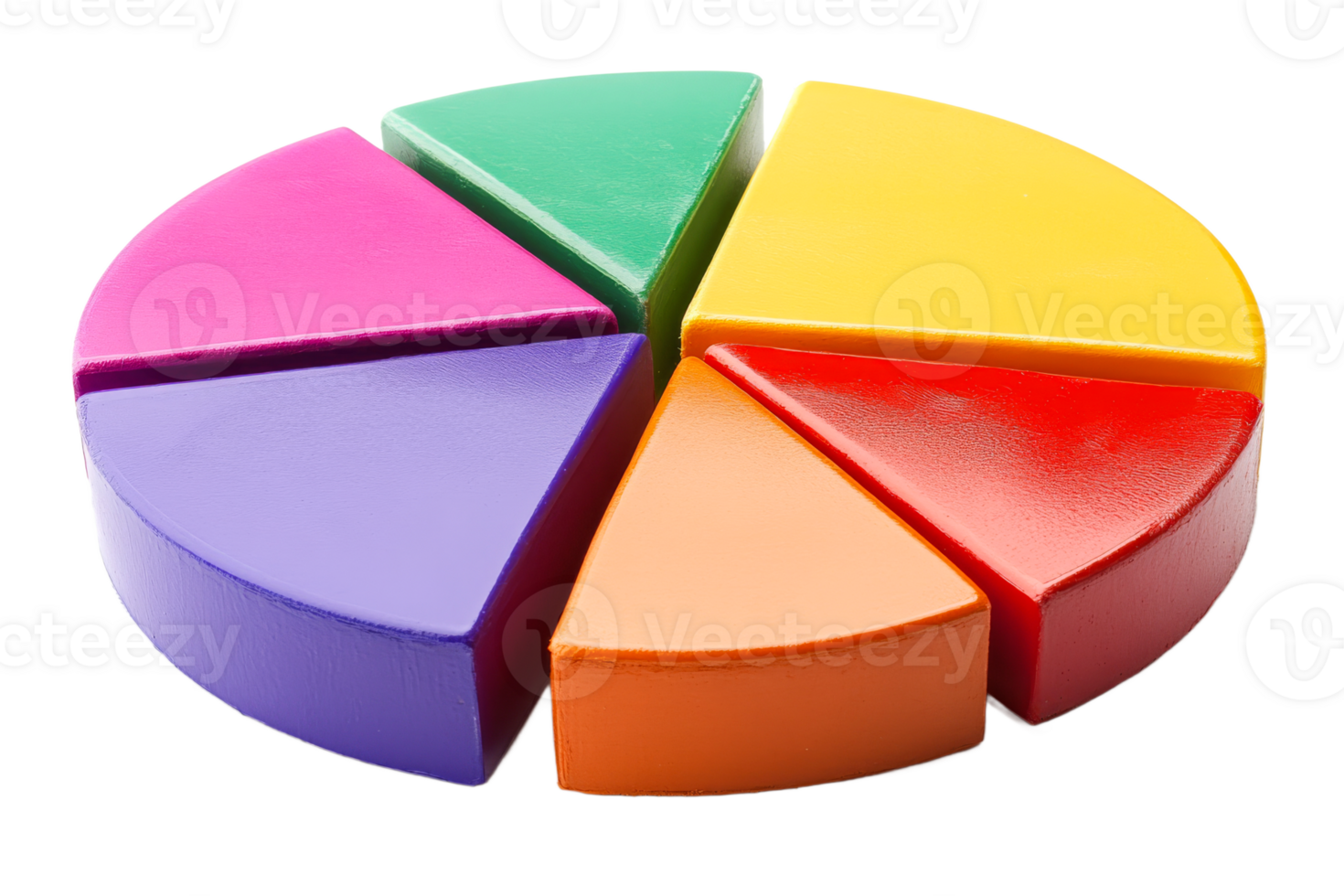Colorful pie chart made of educational materials png