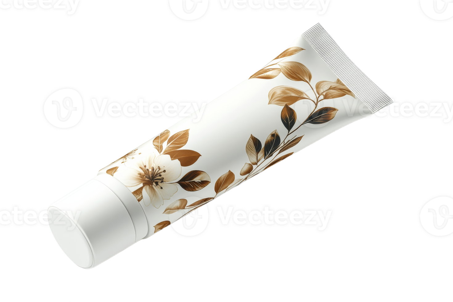 Elegant tube of cream with floral design png