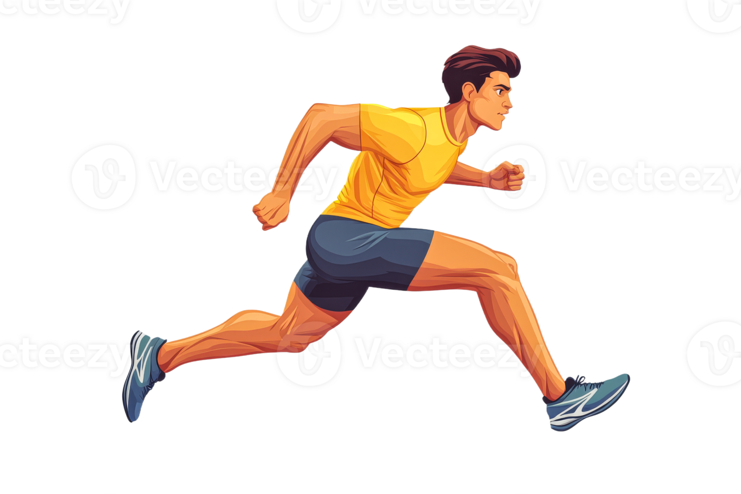 Energetic runner in bright athletic wear sprinting png