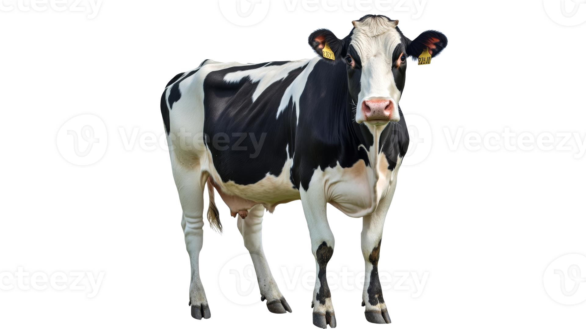 Black and white cow standing on a solid background 56681801 png