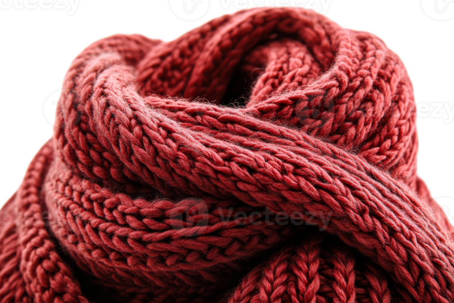 Warm knitted scarf in rich red color png