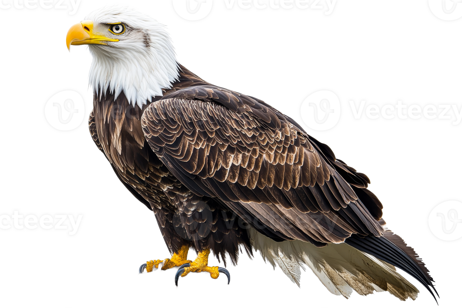 Majestic bald eagle standing on a branch png