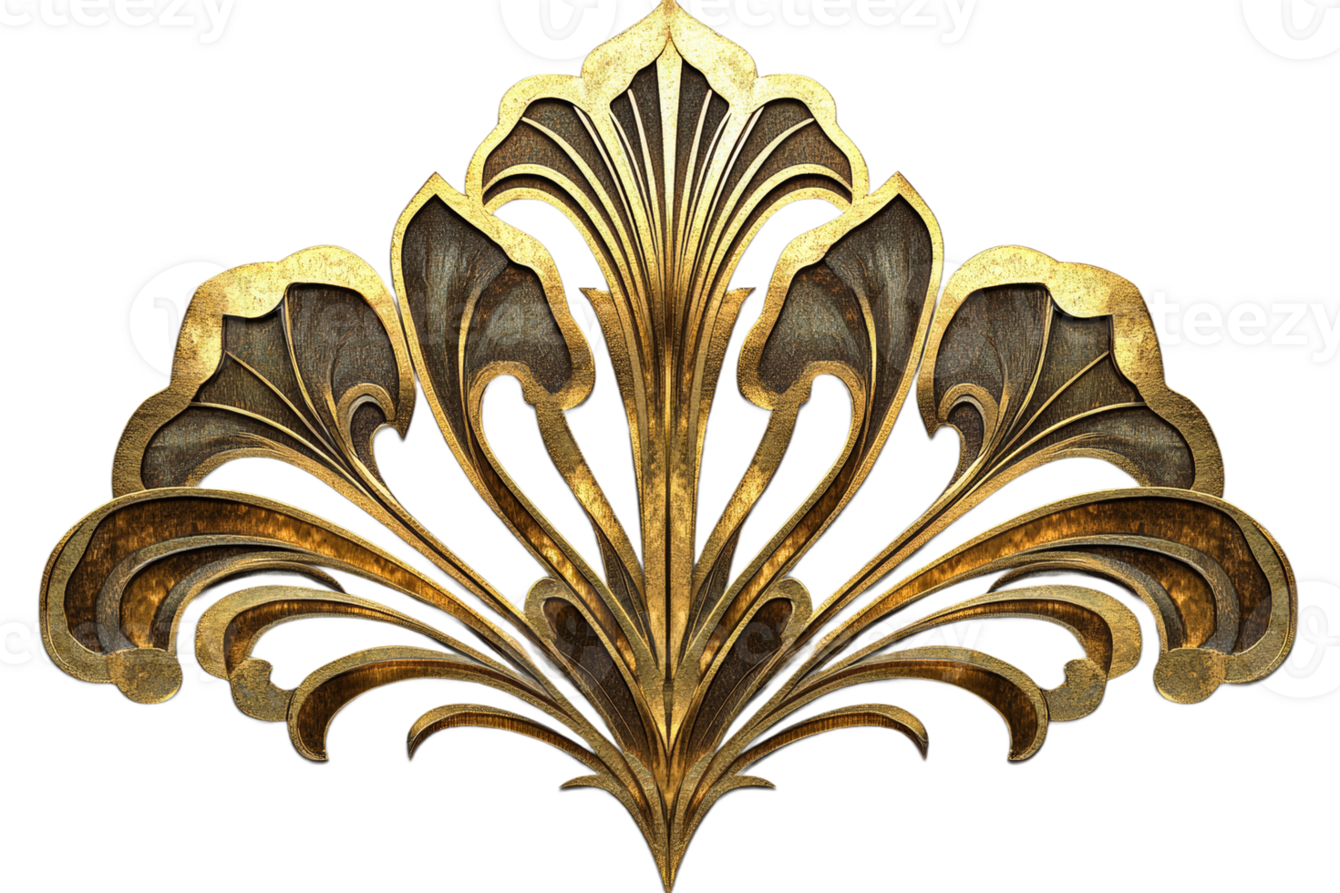 Elegant gold floral decorative design png