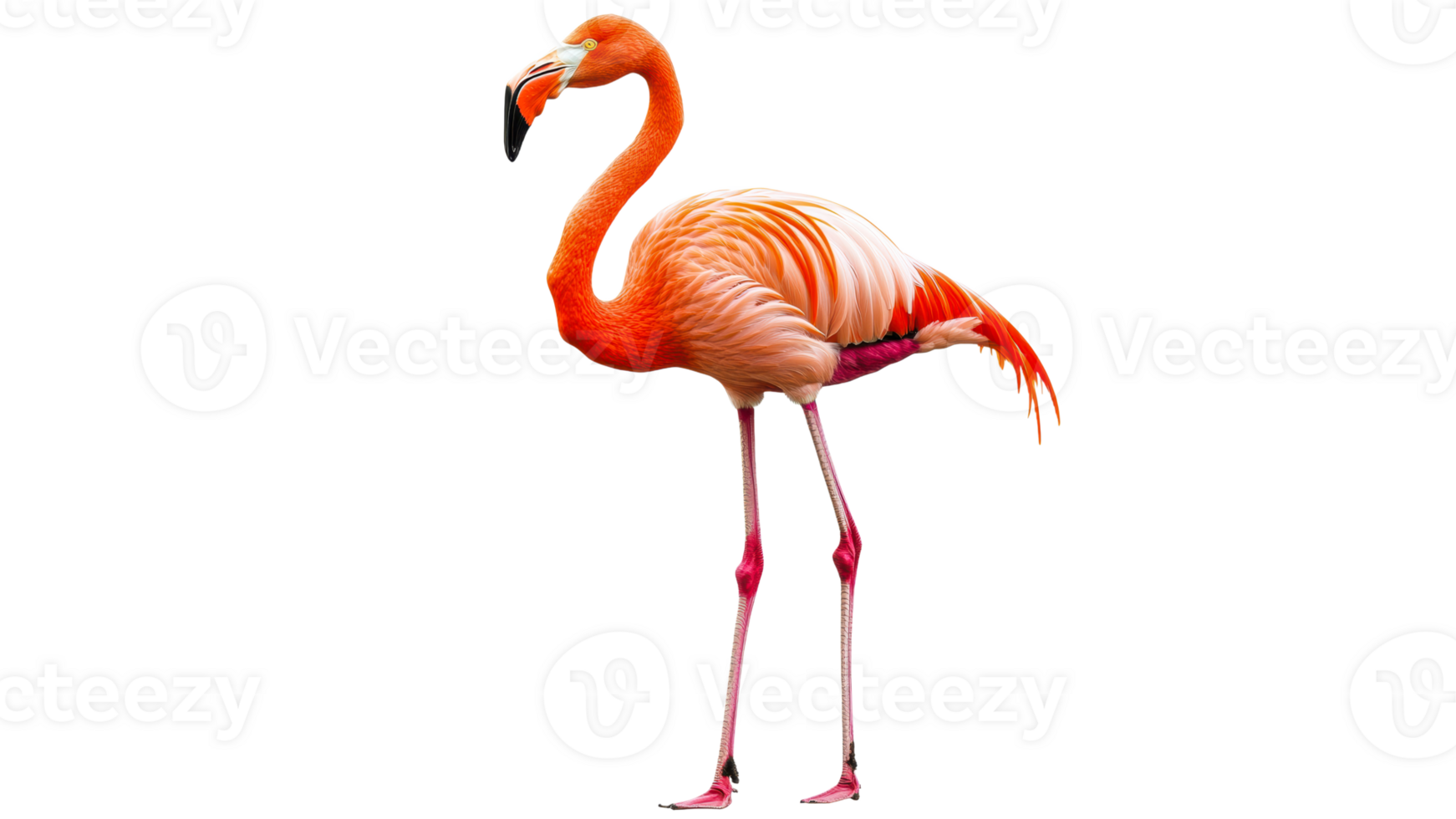 Bright flamingo stands elegantly on one leg png