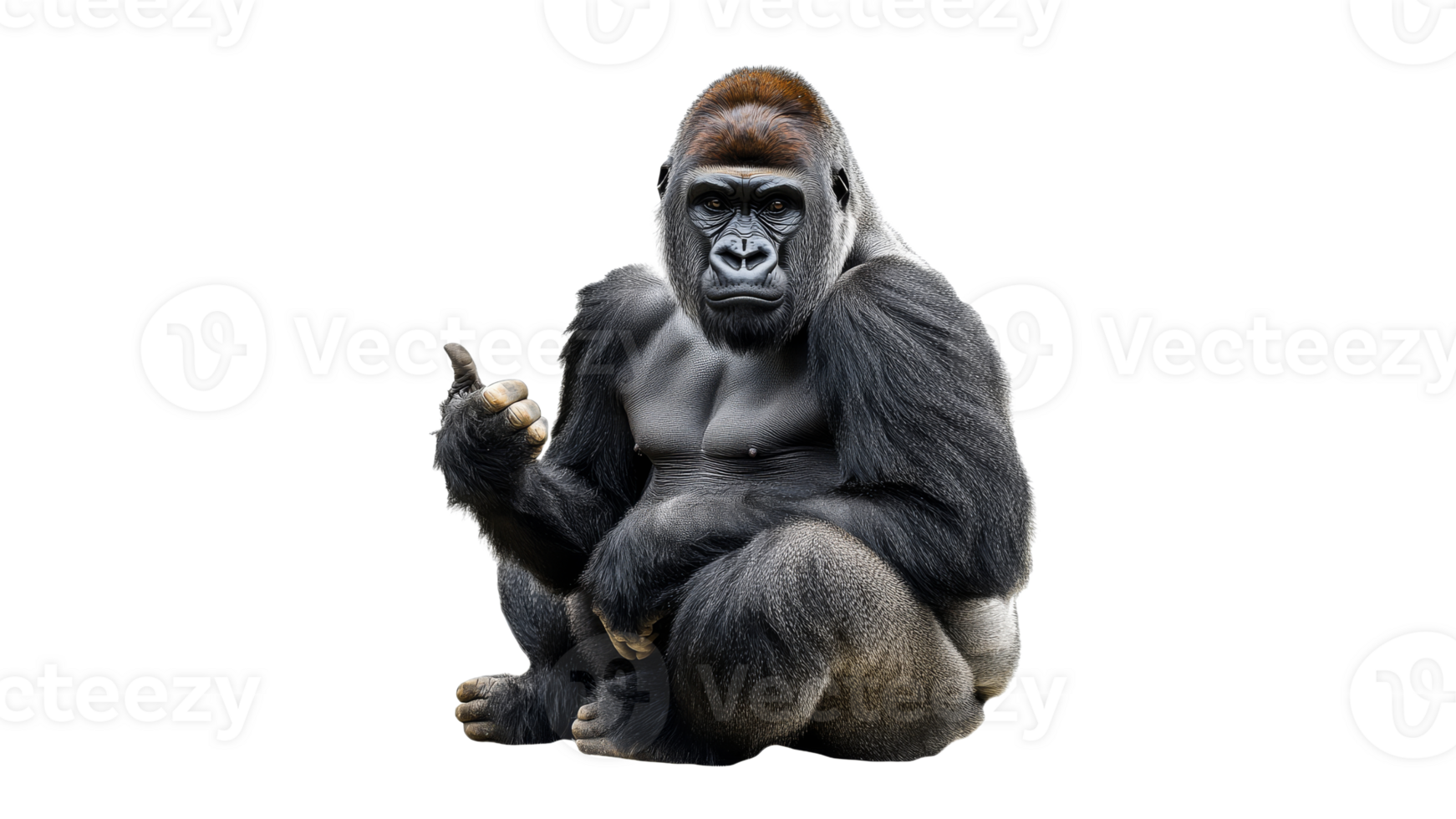 Gorilla giving a thumbs up in a relaxed pose png