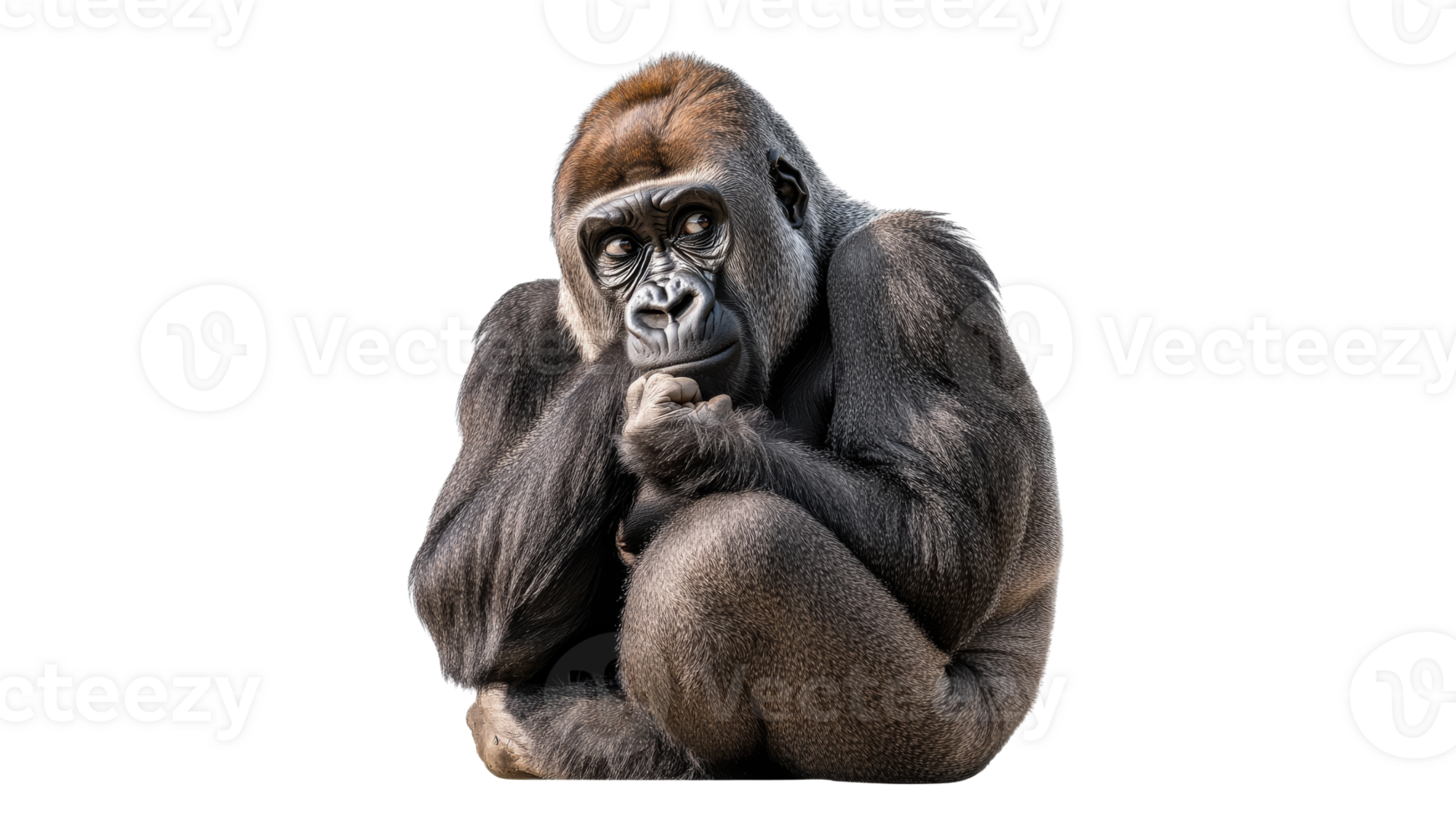 Gorilla in a thoughtful pose at the zoo png