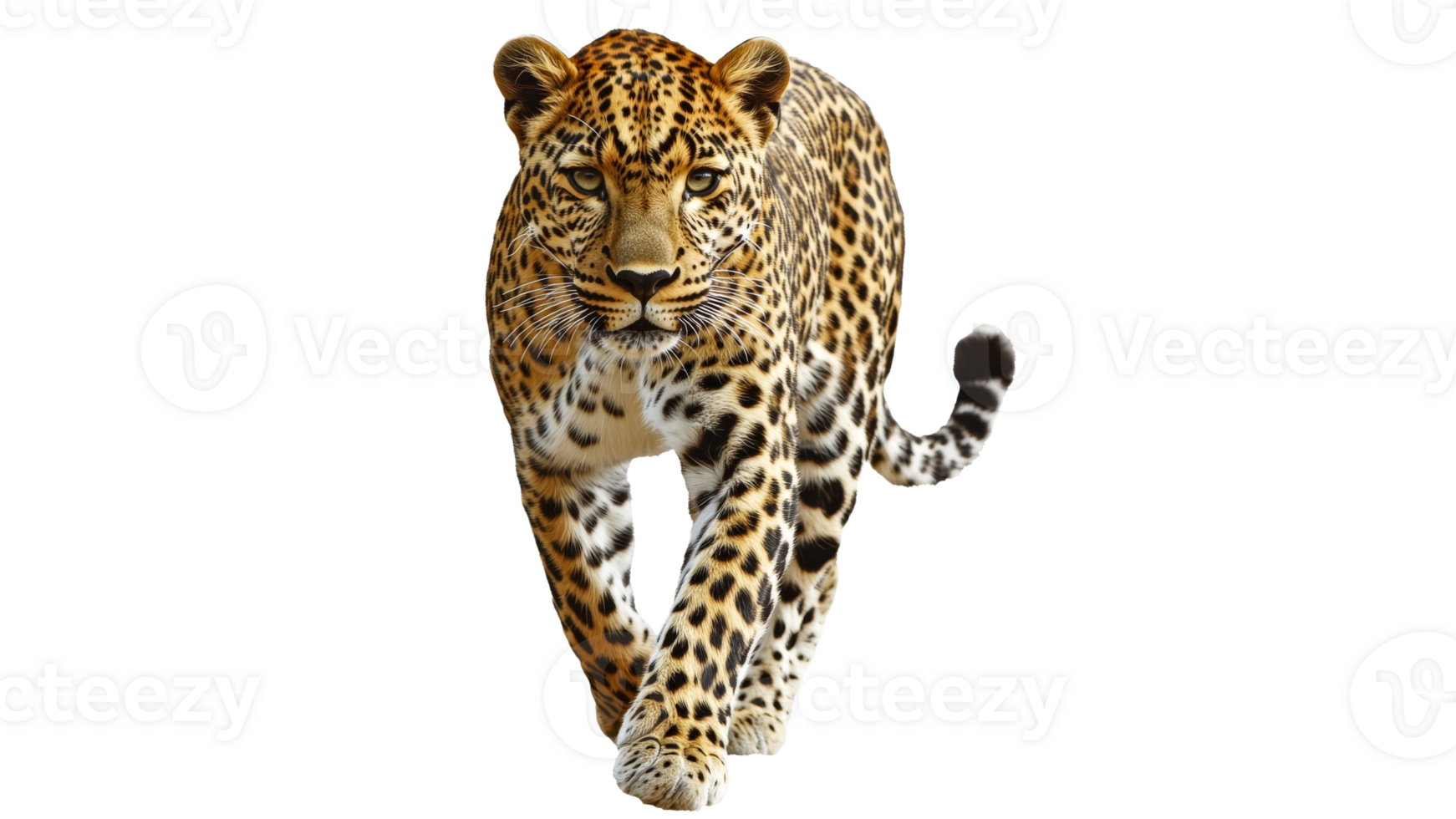 Leopard walking gracefully through a clear area png